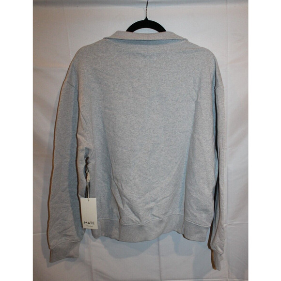 MATE the Label 100% Organic Cotton 1/4 Zip Up Sweatshirt L GRAY $158 - Picture 8 of 8